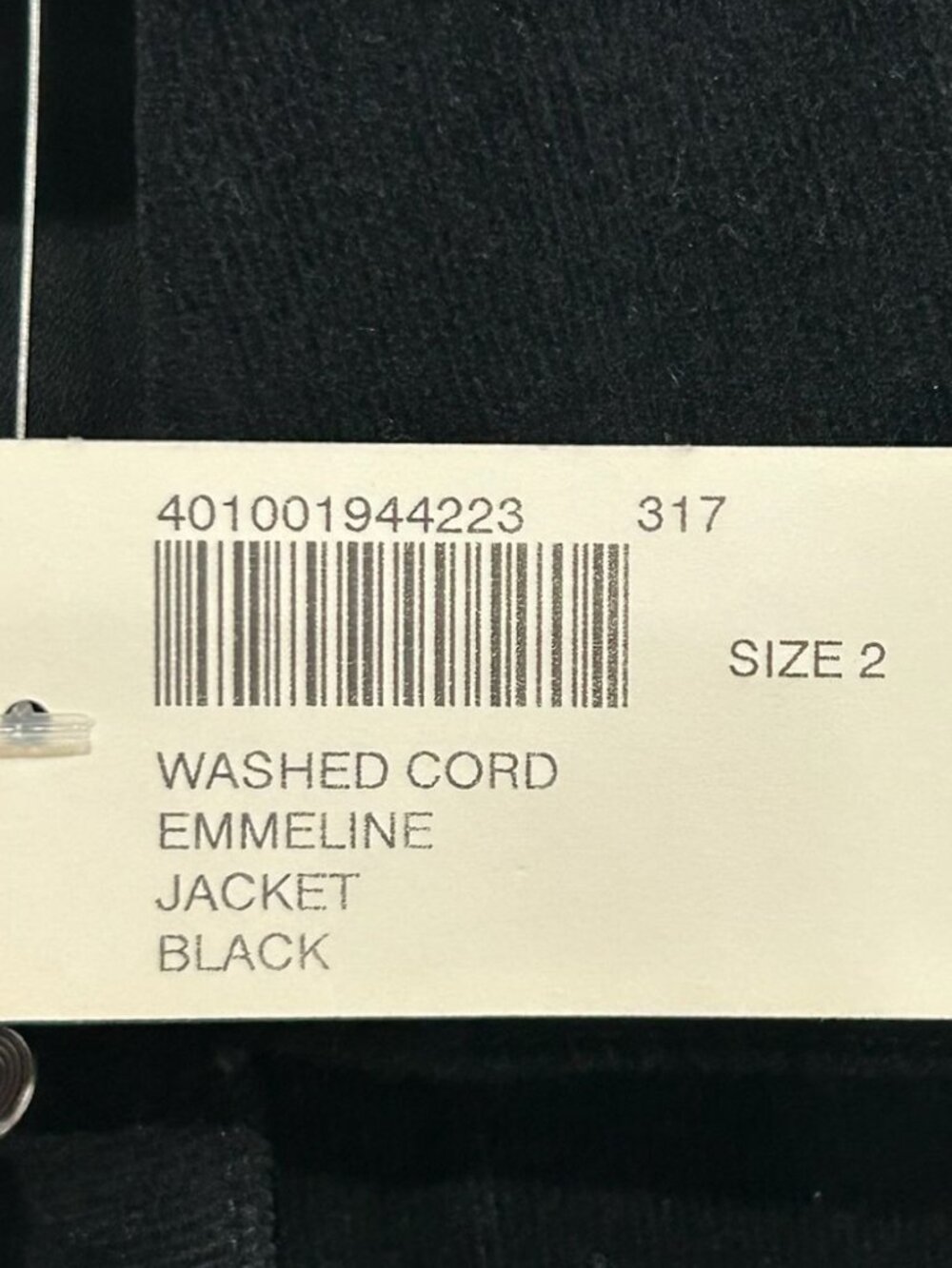 Chicos Large Washed Cord Emmeline Black Jacket Snap Long Sleeves Retro Cozy NWT - Picture 7 of 12